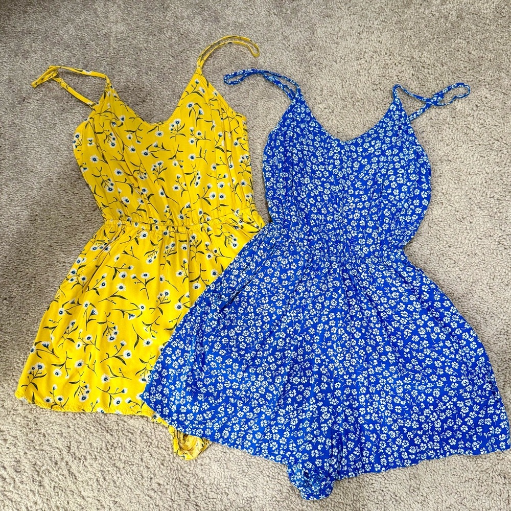 H&M Floral Romper Set Yellow and Blue